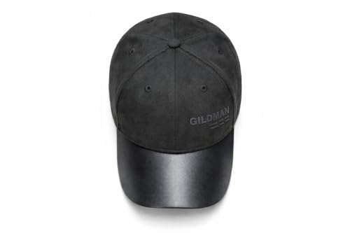 Image of Gildman Luxury Suede Baseball Cap for Men - Black Leather Visor, Adjustable Fit, Premium Street Style Cap