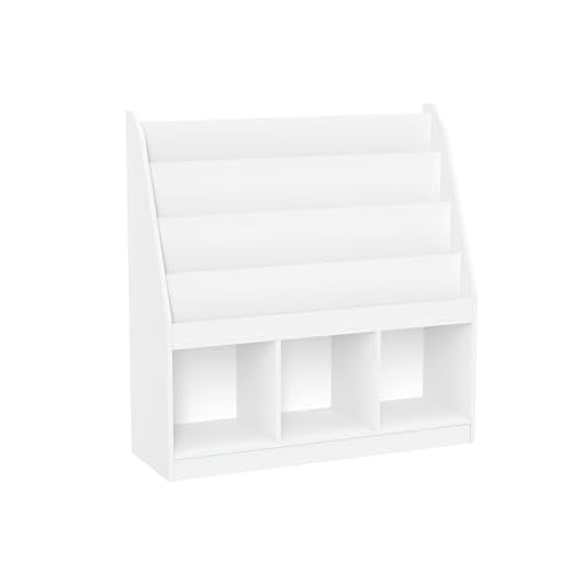 RiverRidge Kids 4 shelves Three Cubbies Bookrack, White (02-251), 11.81"D x 35"W x 36"H