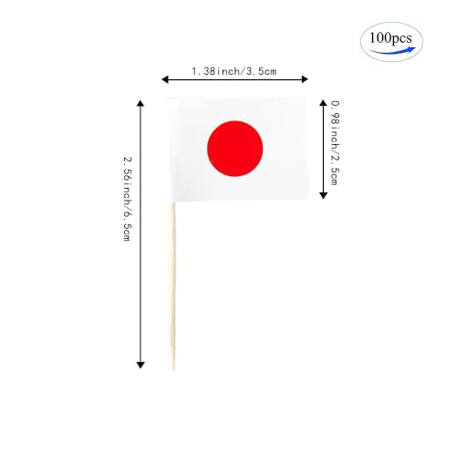 Japan Flag Japanese Flag, Small Mini Japan Toothpick Flags for Food, Cupcakes, Cocktails, Appetizers, Bar Party Decorations