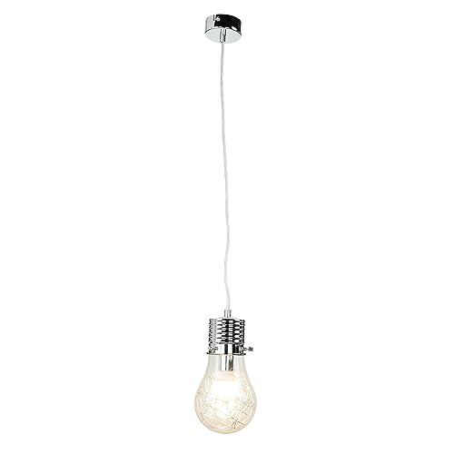 Licht-Erlebnisse Moderna lámpara de techo colgante en forma de bombilla con malla metálica E14 casquillo de cromo de lámparas de luz de techo de las lámparas