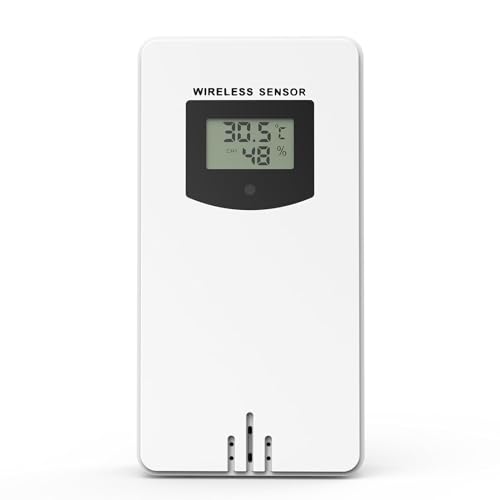 Außensensor der Wetterstation, Außensensor Anzeige von Außentemperatur und Luftfeuchtigkeit, maximale Übertragungsreichweite 60 Meter, zur...
