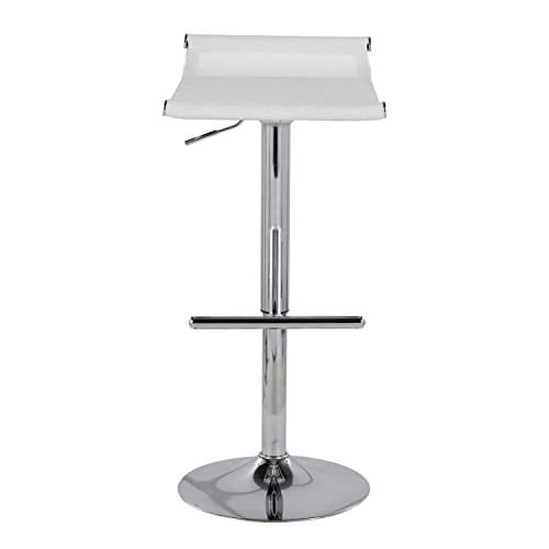 Lumisource Mirage Ale Contemporary Adjustable Barstool In Chrome And White Mesh #TOP4