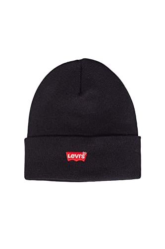 Levi's Red Batwing Embroidered Beanie, Gorro de Punto Hombre, Negro (Regular Black), Talla Única