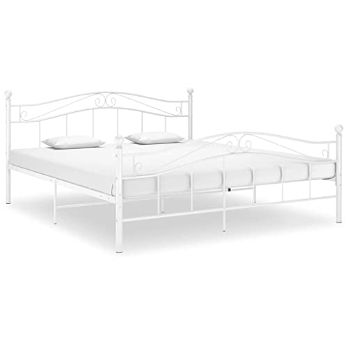 Camerina Estructura de Cama de Metal Cama Individual Estructura Cama Mueble Cama Bed Frame Base Cama Blanco 200x200 cm 325007