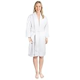 American Soft Linen Women’s 100% Cotton Terry Bathrobe – Soft, Absorbent, Quick Dry Turkish Robes for Women, Mid-Length Luxury Spa & Hotel Quality Housecoat, Medium - White