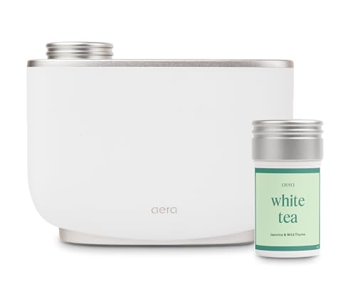 Aera Waterless Plug-in Essential Oil Diffuser for Large Rooms + White Tea Fragrance Capsule Wi-Fi App & Alexa Control Luxury Home Fragrance Scent Machine Starter Kit (Includes 1 Capsule)