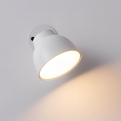 HARPER LIVING Rechargeable Wall Light, LED Wireless Wall Lamp with Touch Control, USB Battery Operated Wall Sconce, Dimmable & 360°Rotation Magnetic Wall Lighting for Living Room Bedside Picture-White