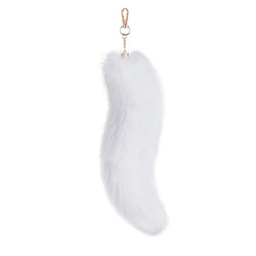 Yookat 1 Piece Faux Fox Tail Artificial Fox Tail Cat Tails Cosplay for Halloween (White)