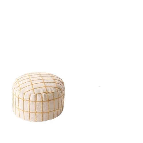 Pouf de rangement cube beige en coton lin grand repose-pieds de salon vide