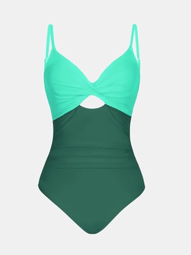 Image of CUPSHE One Piece Swimsuit for Women Bathing Suits Twist Front Cutout Adjustable Straps Ruched Swimwear