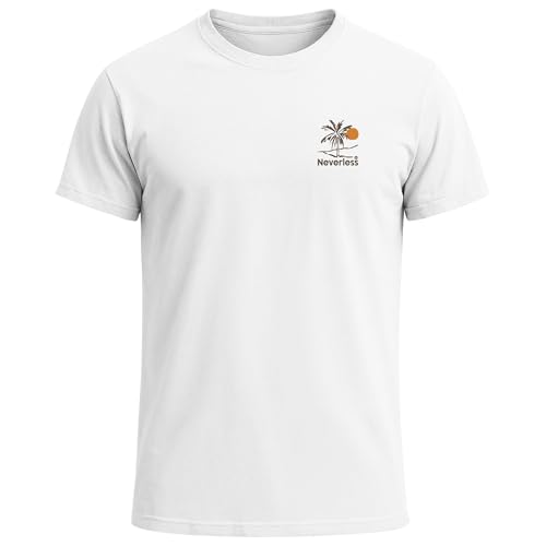 Neverless Herren Sommer T-Shirt Baumwolle Backprint Palmen Aufdruck Urlaub Strand Fashion