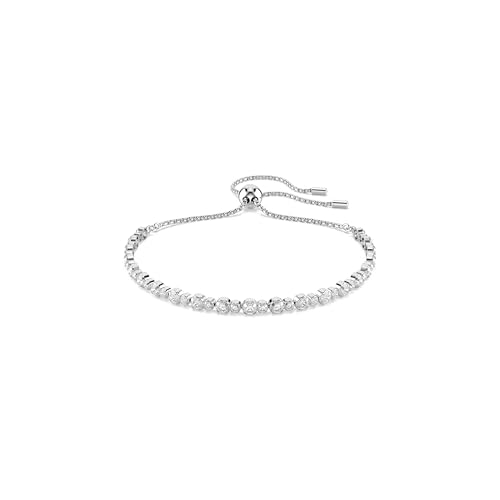 Swarovski Bracelet Tennis Matrix, serti d'une rangée raffinée de cristaux ronds blancs, fermoir coulissant ajustable, design élégant et adaptable à toutes...