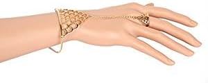 Women's Jewelry Delicate Hand Jewelry with Gold Half Circle Arches over Wrist and on Ring Statement Hand Jewelry Gold Gold arch hand jewelry One size 6x15x1 cm (LxHxW) 11900
