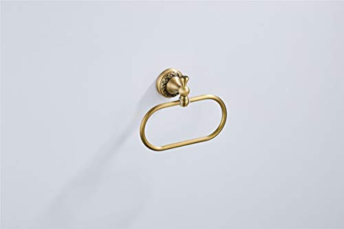 Flybath DF2019OBF83TH Oval Towel Ring Antique Brass Exquisite Pattern Carving Hanger Hand Towel Holder For Bathroom Kitchen Accessories Wall Mounted thumb #1