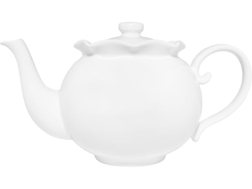 Casa Domani Florence Scallop Teapot in Gift Boxed, White, 1 Liter Capacity