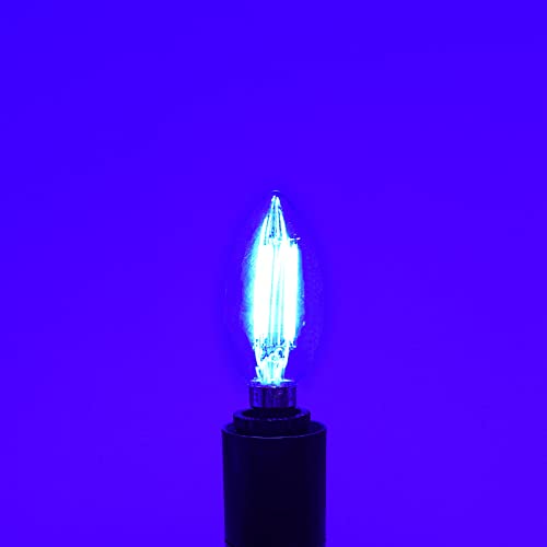 Luxrite E12 Led Filament Blue Light Bulb, 4.5W (40W Equivalent), Colored Glass Candelabra Bulb, Ul Listed, E12 Base, Indoor Outdoor, Porch, Decoration, Party, Holiday, Event, Home Lighting (2 Pack) #TOP6