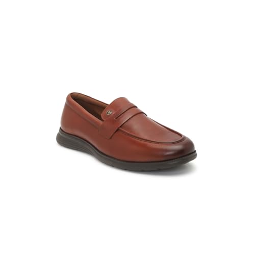Image of Louis Philippe Men Premium Leather Breathable Lining Material Light Weight Flat Heel EVA Sole Casual Slip-on Shoes