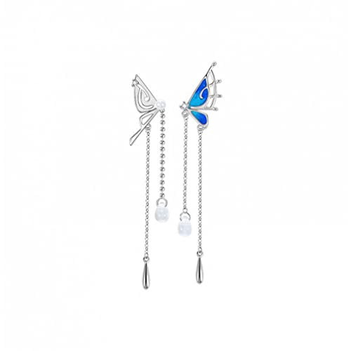 Boucles d'oreilles papillon s925 de luxe avec fins glands pendants pour femme