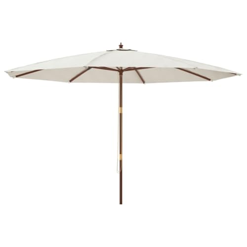Parasol sable 400 x 273 cm de haute qualité avec mât en bois dur durable