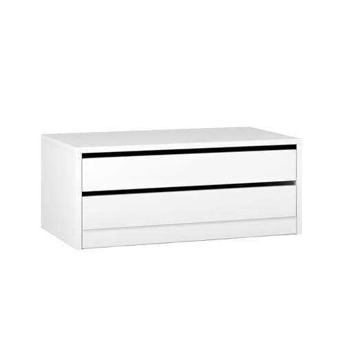amuéblate Online - Cassettiera interna per armadio modello Malena con 2 cassetti, design pratico ed elegante, colore bianco-grafite, dimensioni: 77 cm larghezza x 36 cm altezza x 45 cm profondità