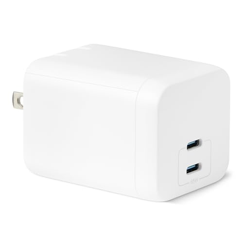 Amazonベーシック 急速充電器 USB-C 65W 2ポート Nano GaN PD 3.1 (ノートPC/タブレット/スマートフォン対応) 小型 5.6 × 4.3 × 4.1cm ホワイト