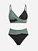 CUPSHE Bikini Sets for Women Two Piece Swimsuits High Waisted Twist Front Adjustable Spaghetti Straps V Neck Back,S Black/Green