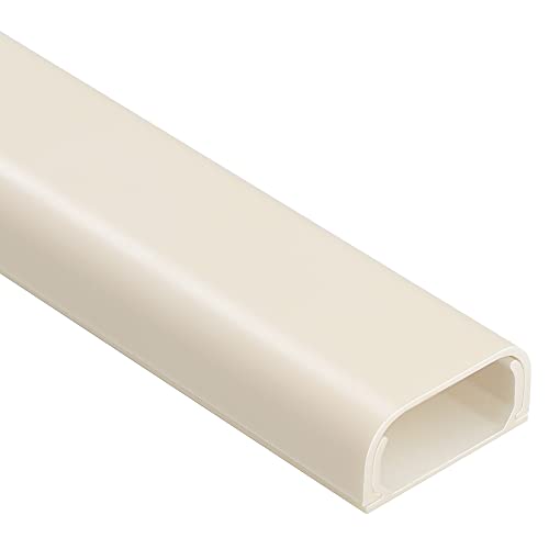 Image of ZhiYo 43 inch Cord Covers for Wires on Wall, Beige Cord Hider, 0.95 inch W x 0.47 inch | Fits 2-3 Cords, Premium Paintable Raceway for Wall-Mounted TV, Self-Adhesive Wire Hider for Extension Cords & Ethernet Cables