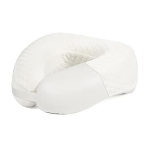 Face Down Pillow Travel Neck Pillow Breathe Easy with Premium Memory Foam Adjustable Clasp, with Head Support, Napping Pillow for Airplane, Car, Train, Bus and Home Use White