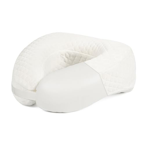 Face-Down-Pillow-Travel-Neck-Pillow-Breathe-Easy-with-Premium-Memory-Foam-Adjustable-Clasp-with-Head-Support-Napping-Pillow-for-Airplane-Car-Train-Bus-and-Home-Use-White