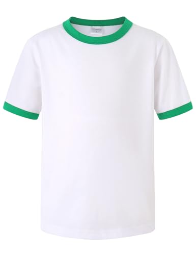 Spring&Gege Boys Short Sleeve Ringer Tee Kids Cotton Sport Crew Neck T-Shirts (5-14 Years)