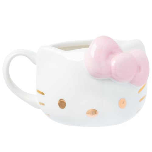 Image of Silver Buffalo Sanrio Hello Kitty Pink Bow Rose Gold, 3D Sculpted Mug, 20oz | Light, Ceramic, 0.59 Liters
