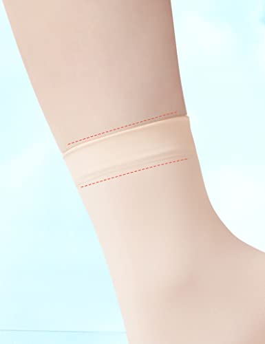 Cuulrite Girl's Ballet Thin Seamless Silk Without Heel, Pack of 3 Socks, Nude*3 Pairs, Medium4