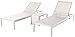Crested Bay Grey Mesh Chaise Lounge Set with Silver Aluminum C-Shaped End Table