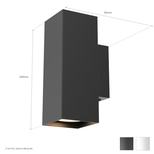 TRAXON LUXPOINT Aplique de Pared Rectangular - Wall Light para Bombilla GU10 (No Incluida) Luz Bidireccional Arriba y Abajo IP20 Interior 220V Diseño Moderno (Blanco, Rectangular Doble) - imagen 5