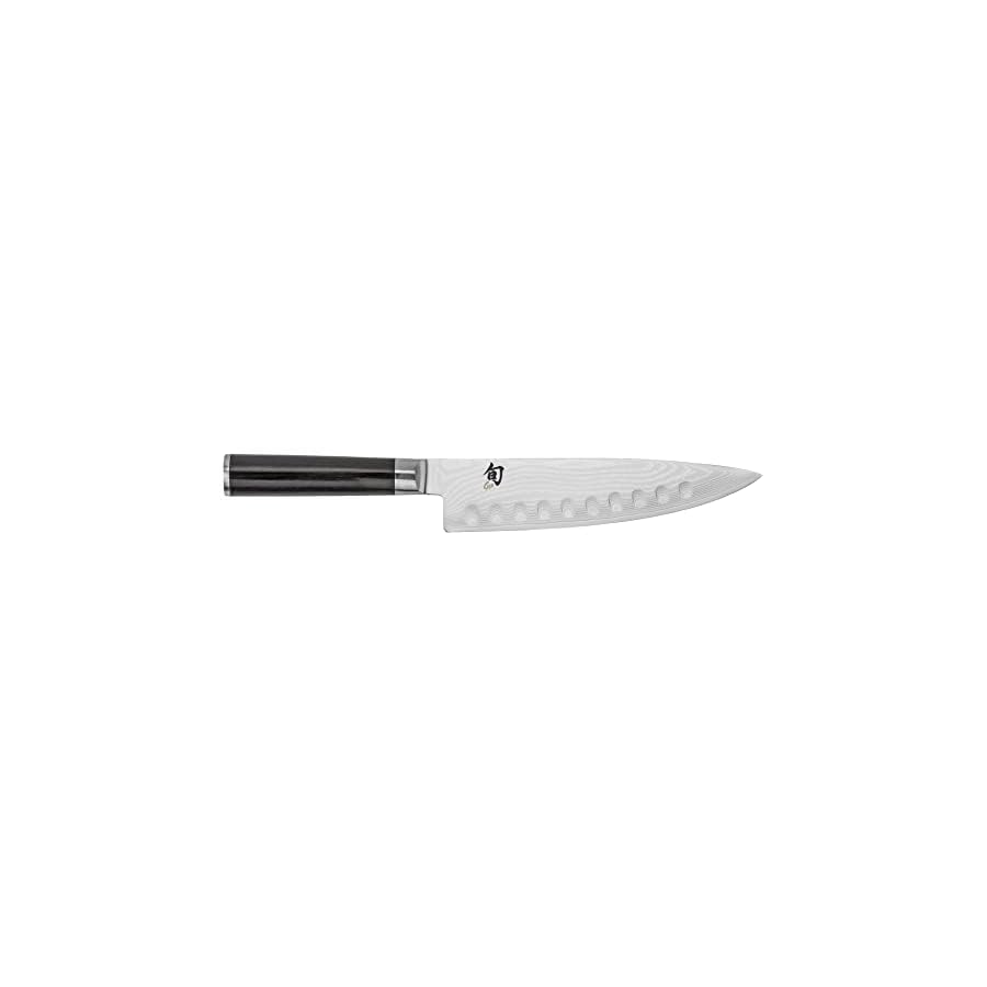 Shun Classic 8" Hollow Ground Chef's Knife, Handcrafted Japanese Knife, VG-MAX Core with Damascus Stainless Steel Cladding, Pakkawood Handle, High Quality Chef Knife for Professional and Home Chefs