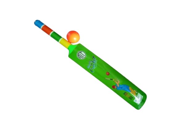 Cricket Bat & Ball Set for Kids | Durable Plastic Bat with Ball | Unbreakable, Lightweight & Safe | Indoor & Outdoor Sports Toy | Orange & Green Colour-image-16