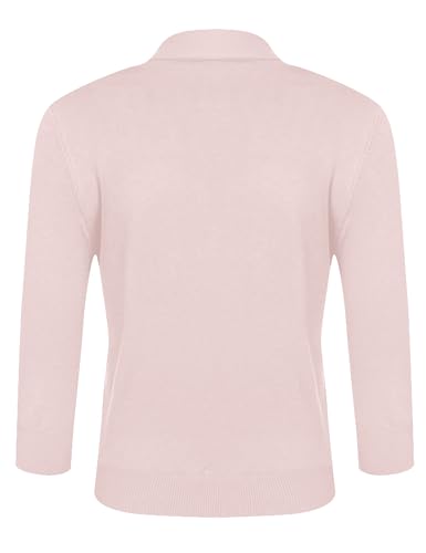 Image of URRU Women's Classic 3 /4 Sleeve Open Front Cropped Cardigan Sweater Lightweight Knit Short Shrugs