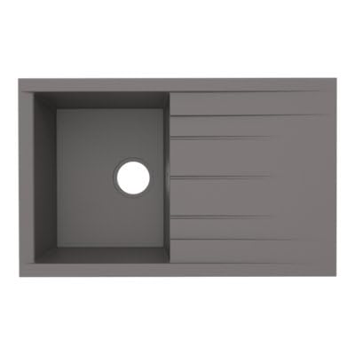 Évier de cuisine résine gris 1 bac encastrable avec égouttoir GoodHome Keluak