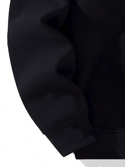 FN3 Men's Cotton Blend Half Zipper Solid Hoodie, Black, Relaxed Fit - Image 4