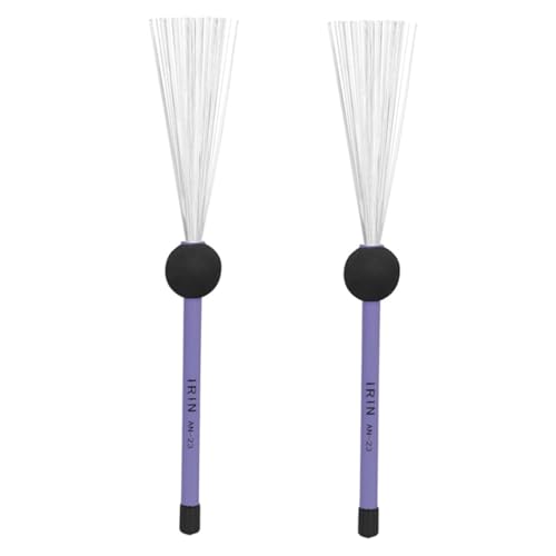 Totority Drum Brushes for Jazz 1 Pair Steel Wire Drum Brush Wood Handle Retractable Drum Cleaning Brush Essential Drum Accessories