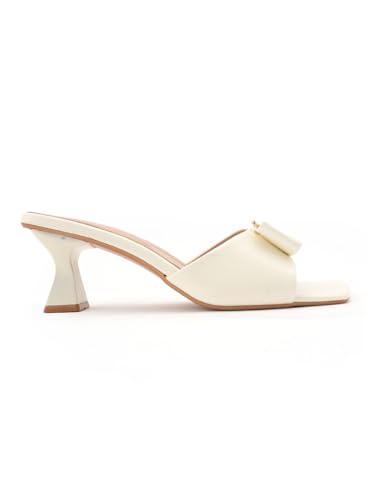 Image of DROP BOLD SQUARE TOE KITTEN HEEL WITH ELEGANT BOW DETAIL FOR WOMEN