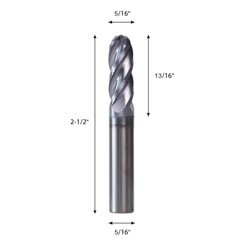 Image of NZ 5 /16 inch 4-Flute Ball Nose End Mill | CNC Milling Bits AlTiN Coated Carbide for Alloy Steel, Hardened Steel | 1-Pack