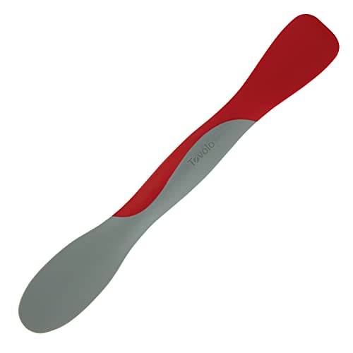 Image of Tovolo Scoop and Spread Large Dual End Silicone Sandwich Spreader Tool with Nylon Handle, BPA Free Dishwasher Safe Silicone and Nylon Tool for Spreading and Scooping, Cayenne Red and Oyster Gray