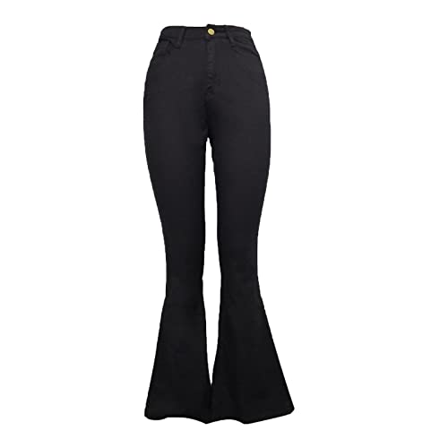 Maiyifu-GJ Women's Flare Bell Bottom Jeans High Rise Slimming Wide Leg Denim Jeans Retro Slim Boot Cut Jean Trousers (Black 1,Small)