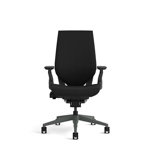 Image of Steelcase Gesture Ergonomic Height Adjustable Office Chair with Adjustable Lumbar Support and Armrests, Comfortable Upholstery in Black Fabric