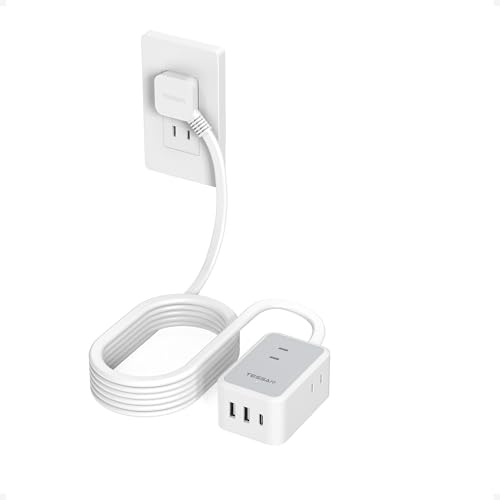 TESSAN 延長コード 5m 薄型 長い 電源タップ usb コンセントタップ たこあしコンセント テーブルタップ 3個AC 1個タイプC 2個タイプA マルチ 電源コード type-c タコ足配線 隙間 oa 卓上 壁掛 mini型 おしゃれ