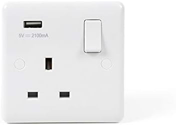 Lieber Silk White 1 Gang Single USB Plug Socket - Curved Edge