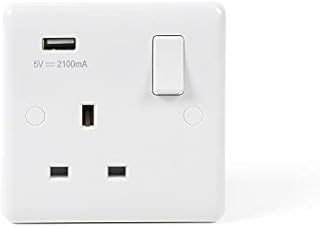 Lieber Silk White 1 Gang Single USB Plug Socket - Curved Edge