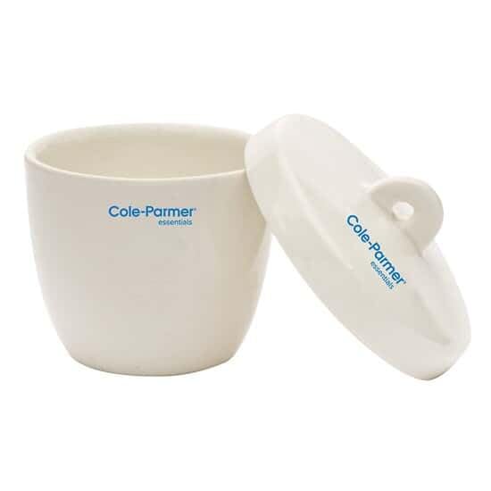 Cole-Parmer High-Form Crucible with Cover, Porcelain, 15 mL; 12/PK