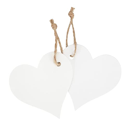 G2PLUS 100PCS Heart Blank Gift Tags, White Heart Paper Tags, Kraft Paper Lables with String for Wedding,Party Favors, Valentine's Day - Image 3